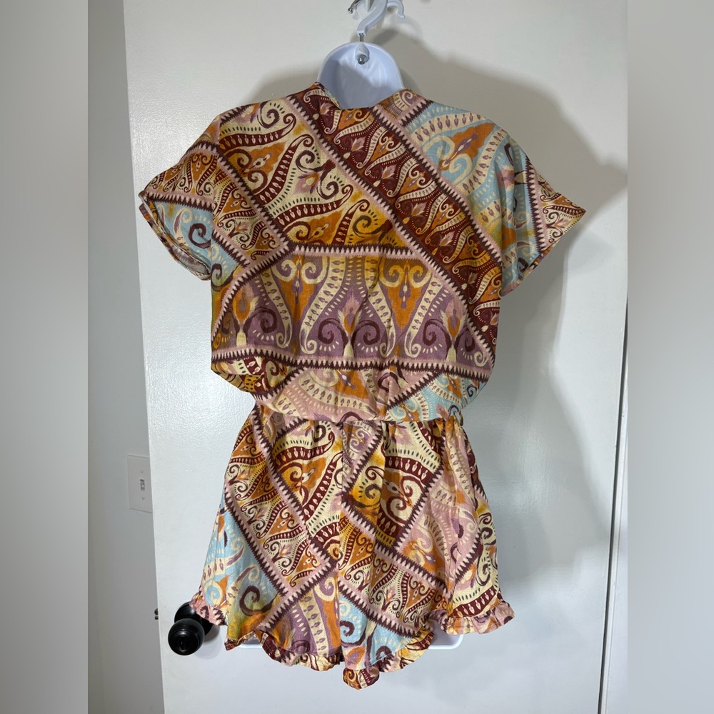 NWT Agua Bendita Zendaya Leva Cotton Ethnic Aztec Multicolor Romper Size Medium - Picture 6 of 11